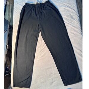 Buddha Stones Black Cotton Linen Blend Drawstring Elastic Waist Pants Womens M